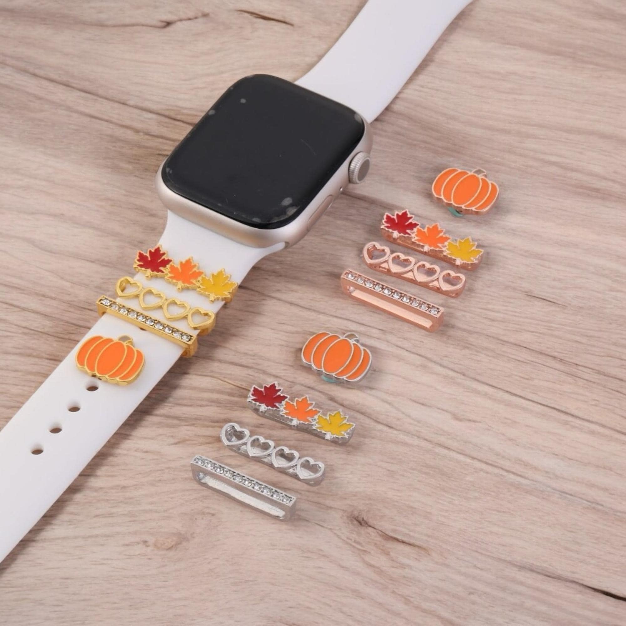 Halloween Pumpkin Maple leaves Apple Watch Charms, Watch Stud, Watch Band Jewellery, Apple Watch, Samsung Strap Charm