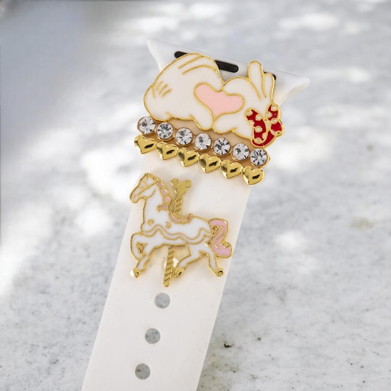 Mickey Mouse Love Minnie Mouse Gesture with Carousel Apple Watch Charms, Watch Stud, Watch Band Jewellery, Apple Watch, Samsung Strap Charm