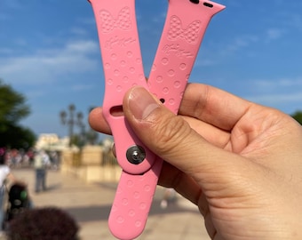 Minnie Maus Fitbit Band, Silikonband mit Gravur Polka Dot
