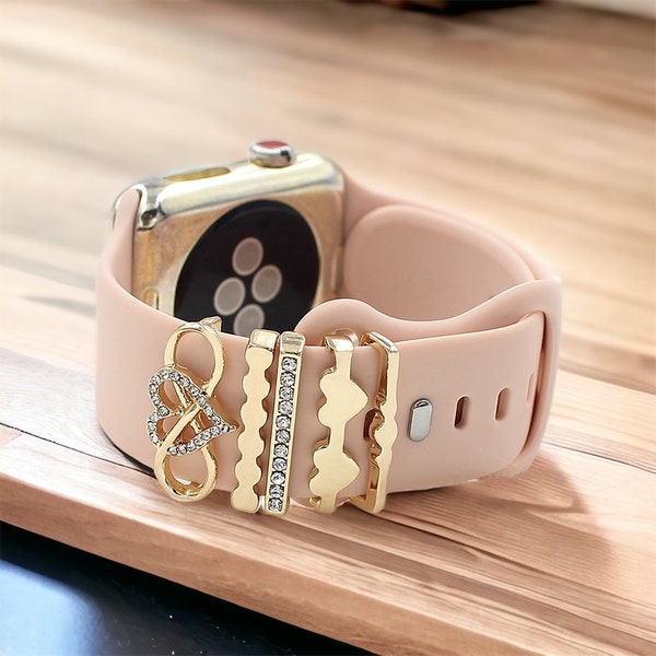 Infinity Love Heart Charm, Diamond Apple Watch Charms, Bijoux de bande de montre, Accessoires Apple Watch, Galaxy, Samsung Strap Charms [E-001]