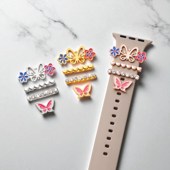 NEW Heart Butterfly Apple Watch Band Charms Amazon.com: VSANT Nylon Band with Charms Decor Compatible  main image 2