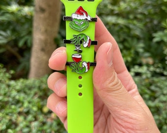 Grinch Watch Band Charms – Christmas Villain, Apple/Samsung Jewelry