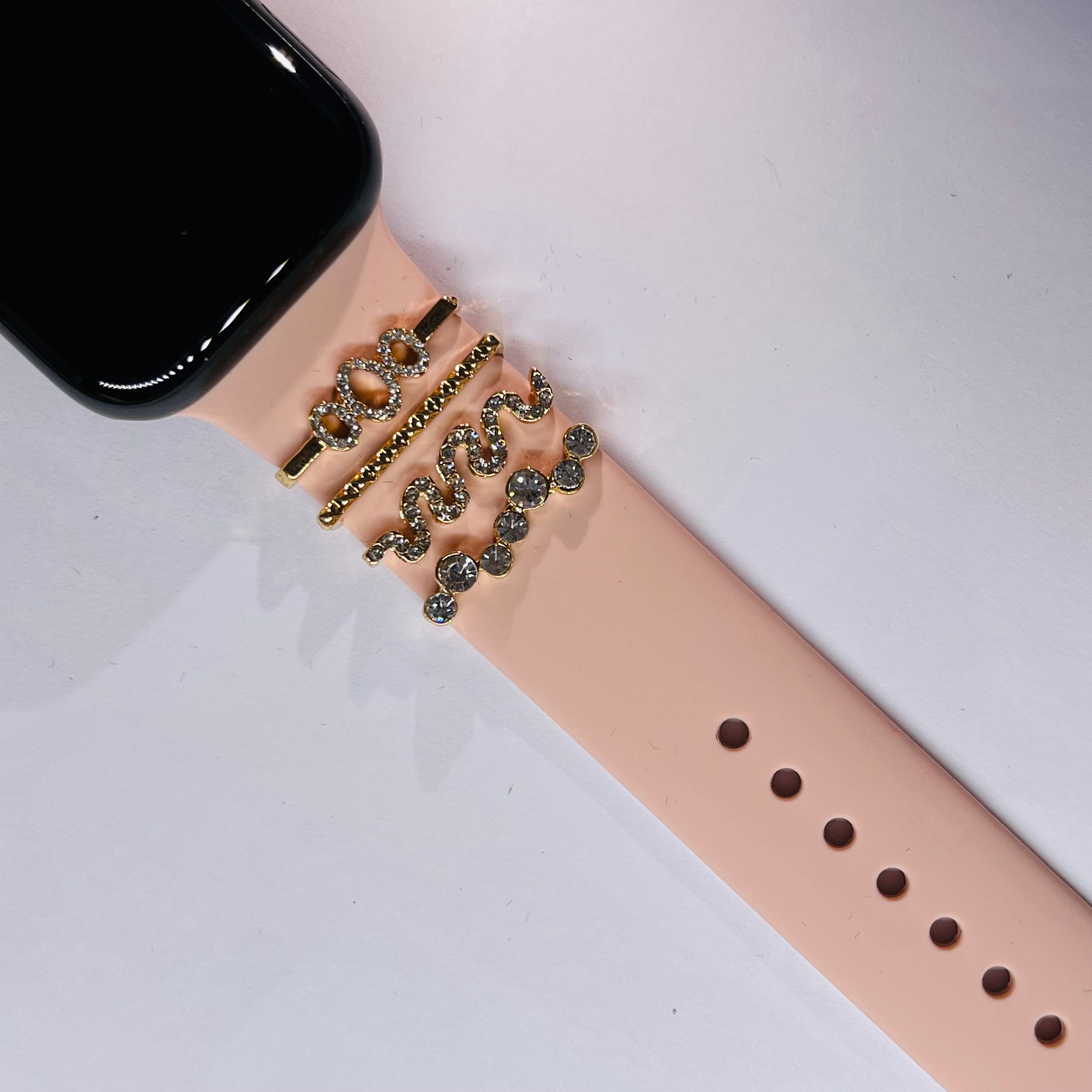 Luxury engraved silicone Apple watch band, engraved Samsung Watch