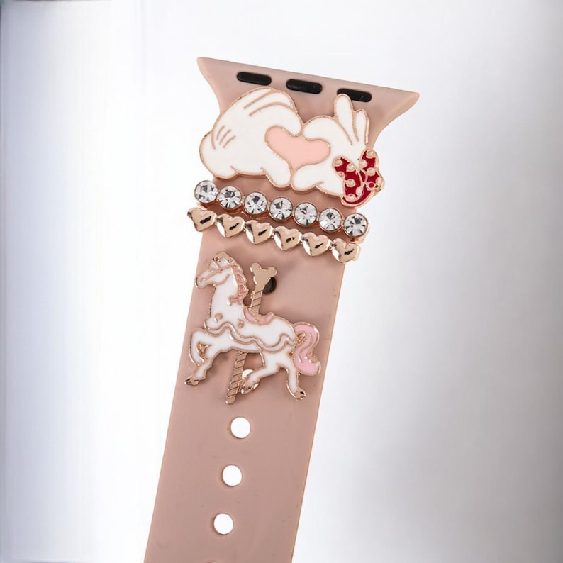 Mickey Mouse Love Minnie Mouse Gesture with Carousel Apple Watch Charms, Watch Stud, Watch Band Jewellery, Apple Watch, Samsung Strap Charm