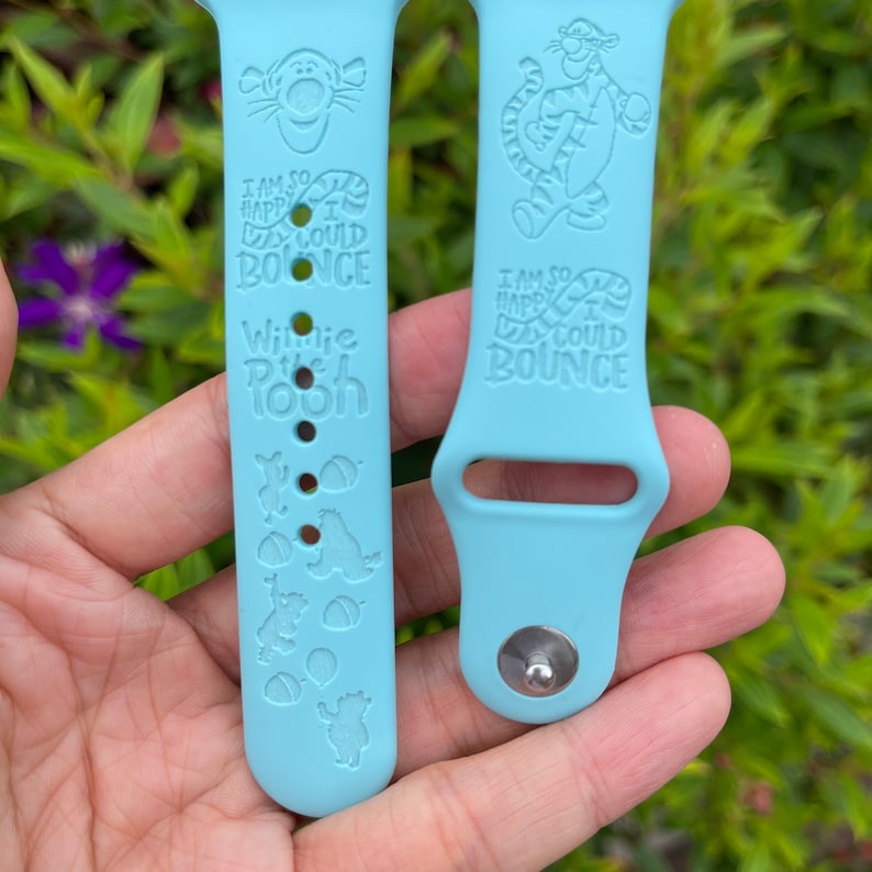 Winnie the pooh tigger engraved silicon Fitbit versa, Fitbit charge, Fitbit sense watch Band, Google Pixel Watch strap, 18 colors available