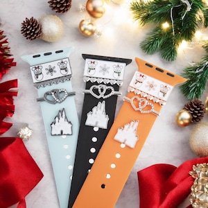Disney theme park castle Apple Watch Charms, Mickey Minnie snowman Love Stud, Watch Band Jewellery, Apple Watch, Samsung Strap Charm