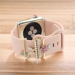 Gold Dragonfly Butterfly Floral Charm, Diamond Apple Watch Charms, Watch Band Jewellery, Accessories, Samsung watch Strap Charms [E-005]