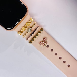 Diamond Hearts Apple Watch Charms, Pink Ribbon Stud, Watch Band Jewellery, Apple Watch Accessories, Galaxy, Samsung Strap Charms [C-006]