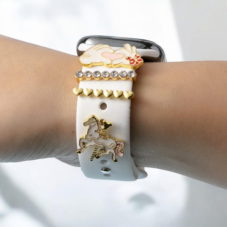 Mickey Mouse Love Minnie Mouse Gesture with Carousel Apple Watch Charms, Watch Stud, Watch Band Jewellery, Apple Watch, Samsung Strap Charm