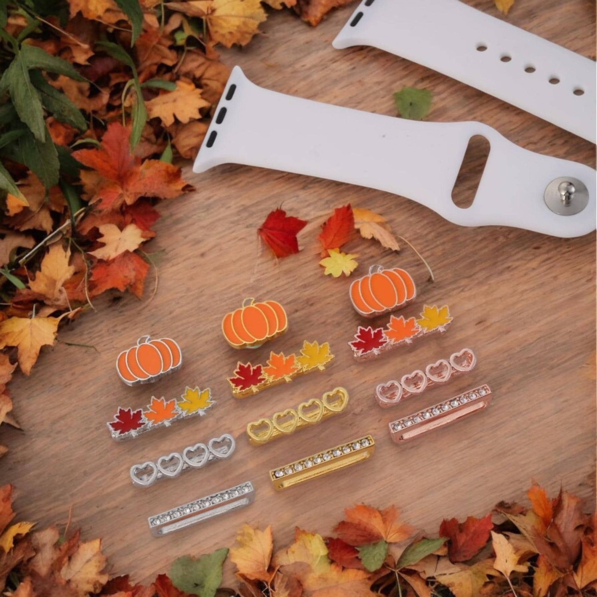 Halloween Pumpkin Maple leaves Apple Watch Charms, Watch Stud, Watch Band Jewellery, Apple Watch, Samsung Strap Charm