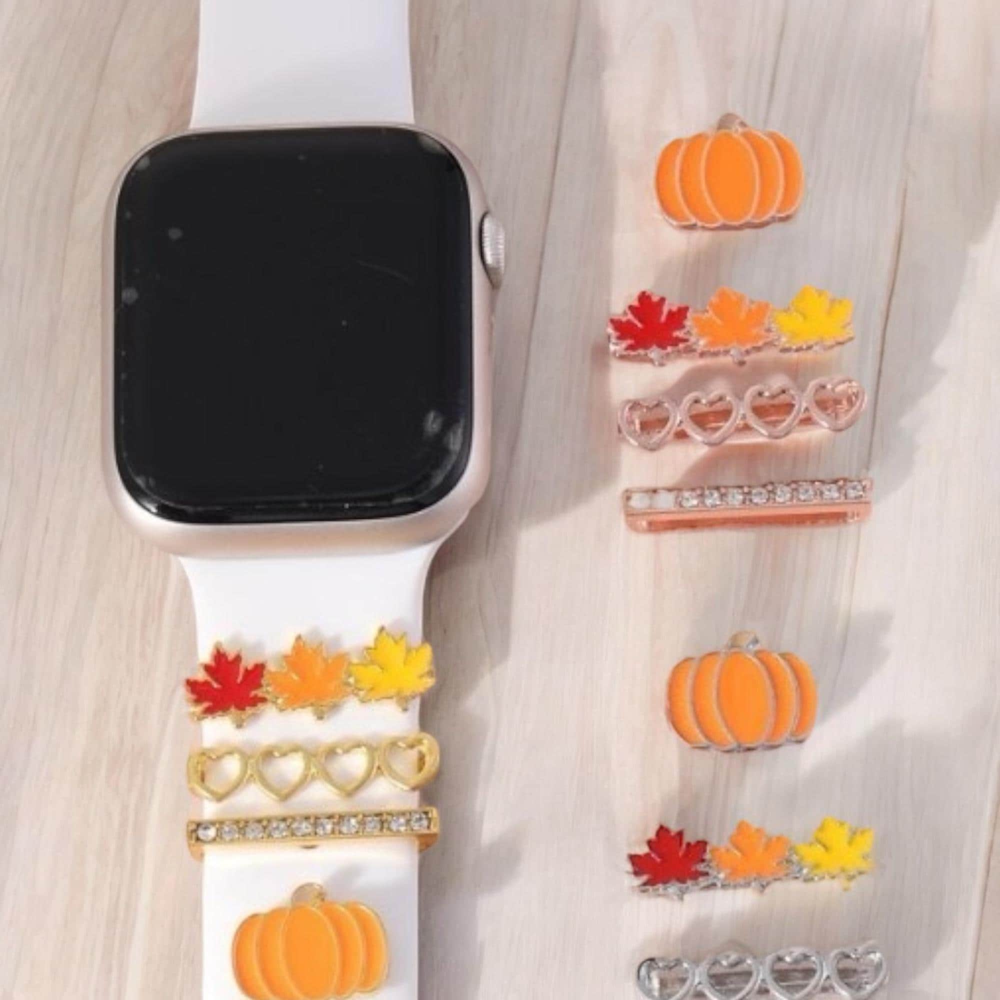 Halloween Pumpkin Maple leaves Apple Watch Charms, Watch Stud, Watch Band Jewellery, Apple Watch, Samsung Strap Charm
