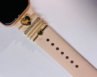 Leopard Heart Apple Watch Charm: Diamond Watch Band Jewelry [C-011]