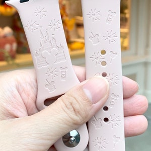 Disney Castle theme park snack engraved silicon Fitbit versa / Fitbit charge / Fitbit sense watch Band, Google Pixel Watch strap