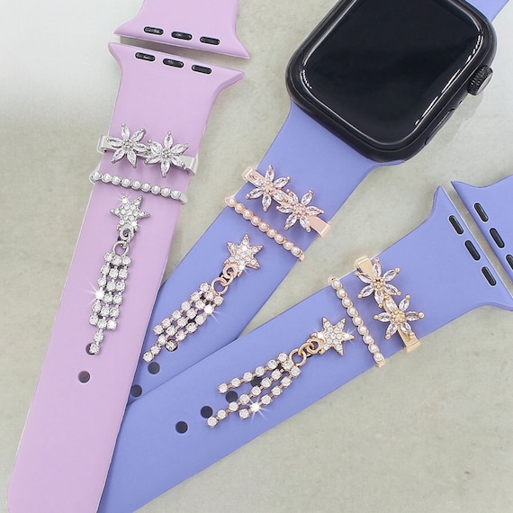 NEW Purple Apple Watch Band with Rose Gold Charms Apple Watch Series 10 GPS + Cellular 42mm Rose Gold Aluminum  main image 2