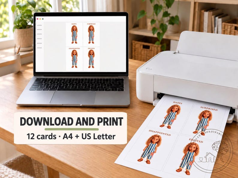English Feelings Cards for Kids: 12 Emotion Flashcards and Poster ...