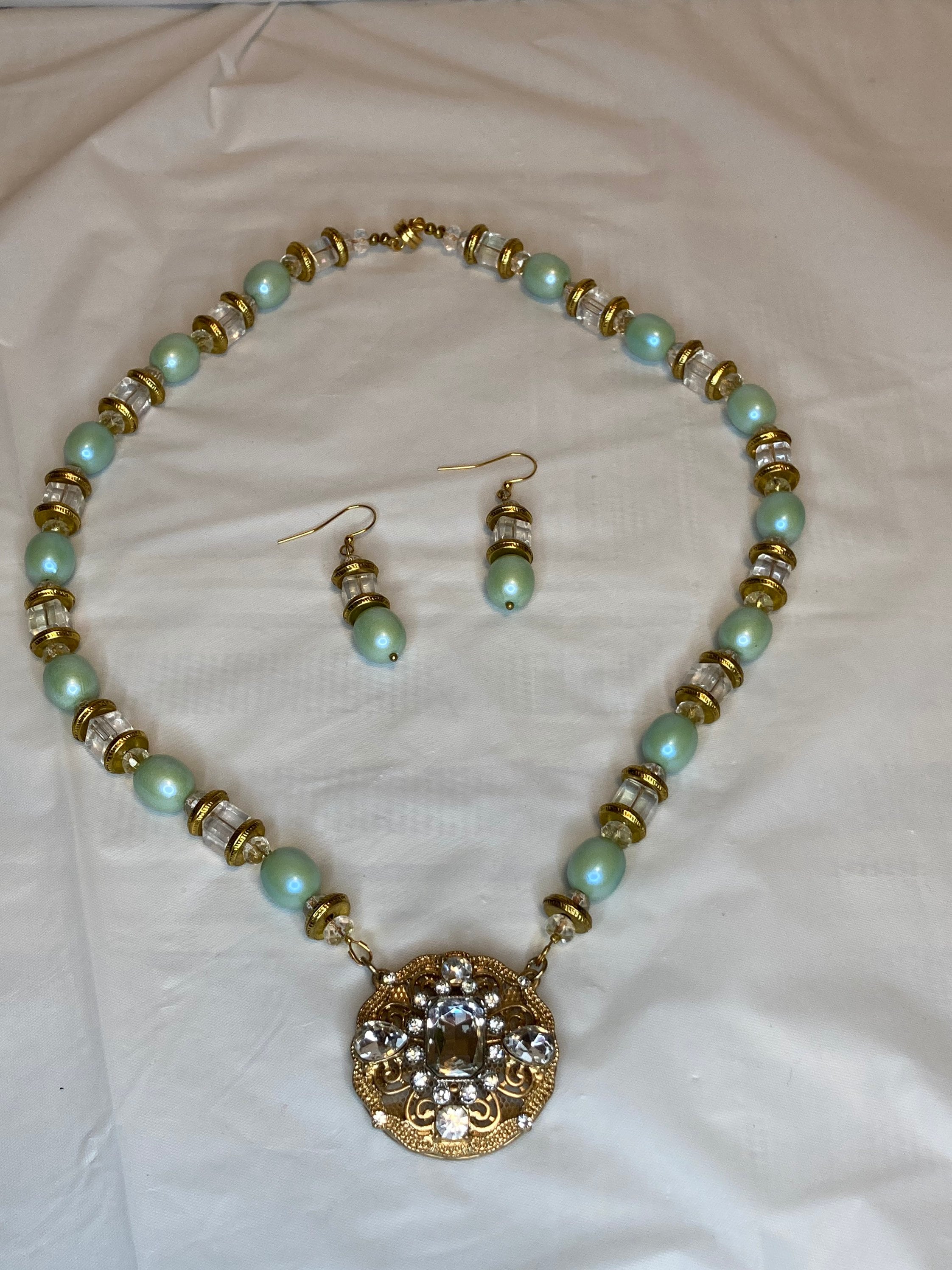 Green - Handmade Fabart Jute Necklace Set 25