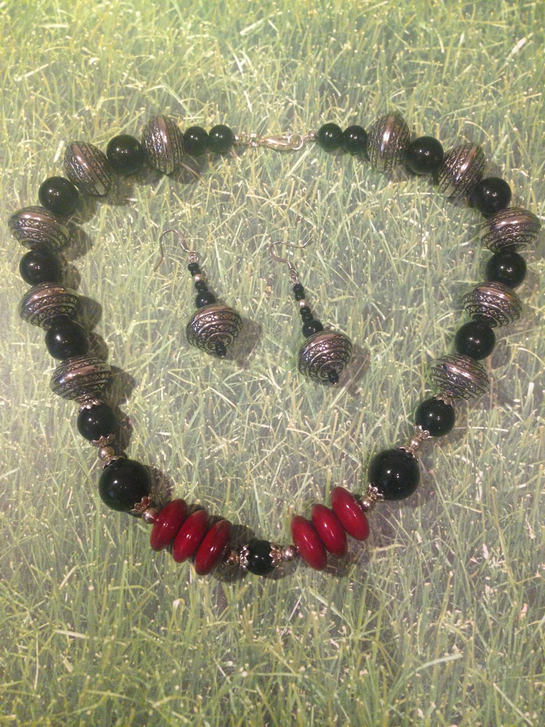 Handmade Bali Bead Necklace Set Etsy