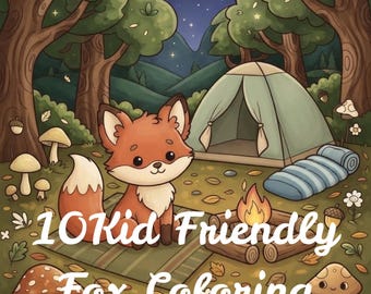 10-seitiges Fuchs-Malbuch, Waldtier-Aktivität (Digitaler Download)