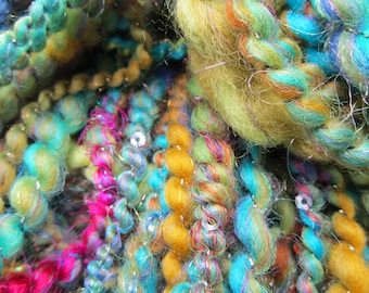 ROOM WITH A VIEW, handspun yarn, spinning fiber, art batt, sequin yarn, bling batt, felting fiber, fiber batt, homespun yarn