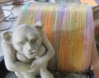MOONBOW, Spinning fiber art batt, carded wool batt, textured bling batt, Angelina fiber, felting fiber, fiber batt, doll hair