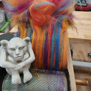 MAYBE, BABY spinning fiber, fiber art batt, bling batt, felting fiber, Angelina sparkle,  for doll hair, fiber art, roving