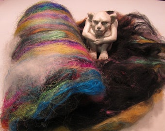 LOVE POTION NO.9,  fiber art batt for spinning, felting fiber, roving, angelina sparkle, carded wool batt, bling batt, spin fiber
