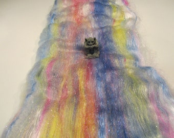 CINDERELLA, Spinning fiber art batt, carded wool batt, textured bling batt, Angelina fiber, felting fiber, fiber batt