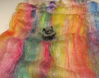 CHERUBIM, fiber art batt for spinning, Angelina sparkle, felting fiber, fiber batt, carded batt, fiber art, bling batt