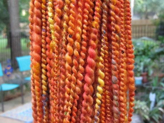 OCTOBER, handspun yarn, spinning fiber art batt, sequin yarn, bling batt, felting fiber fiber batt, homespun yarn