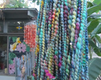 SENTIMENTAL JOURNEY, handspun yarn, spinning fiber, art batt, sequin yarn, bling batt felting fiber, fiber batt, homespun yarn