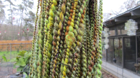 SWAMP THING, handspun yarn, spinning fiber, art batt, sequin yarn, bling batt, felting fiber, fiber batt, homespun yarn