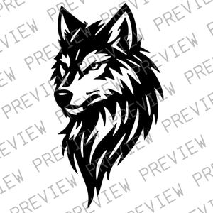 Tribal Wolf Head Svg, Wolf Silhouette Cut File, Angular Tribal Wolf Decal Design, Animal Lovers Svg for Cricut and Silhouette, Wall Art