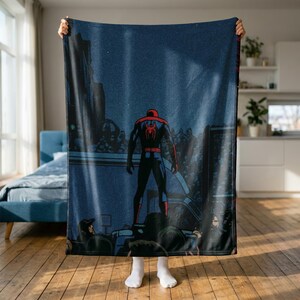Manta Spider-Hero, Manta de Lã Night City, Manta Estilo Histórias em Quadrinhos, Presente para Fã de Super-Heróis, Decoração para Quarto de Adolescente, Manta Aconchegante para Fã da Marvel