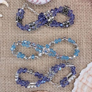 Purple Swarovski Crystal Bracelet, Double Strand Bracelet, Blue Swarovski Crystal Bracelet, Sparkle Bracelet, Gift for Her