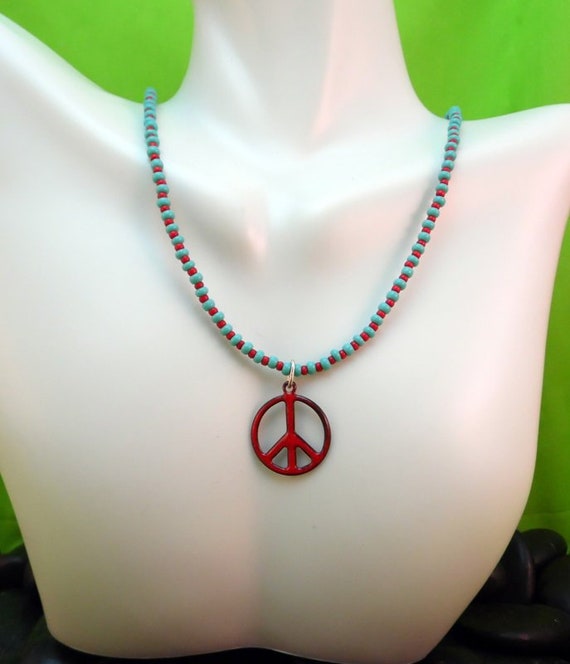 Blue Peace Pendant and Beads