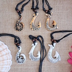 camo polynesian fish hook Hei Matau Bone Hook Necklace Maori HEI Matau Fish Hook Necklace Hand Carved  Aged Bone Earthbound