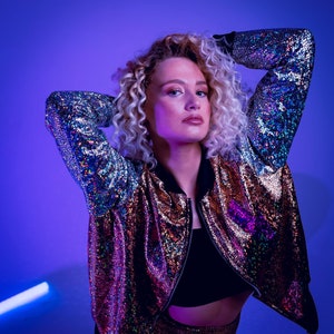 Adult&#39;s Unisex Holographic Custom Bomber Jacket