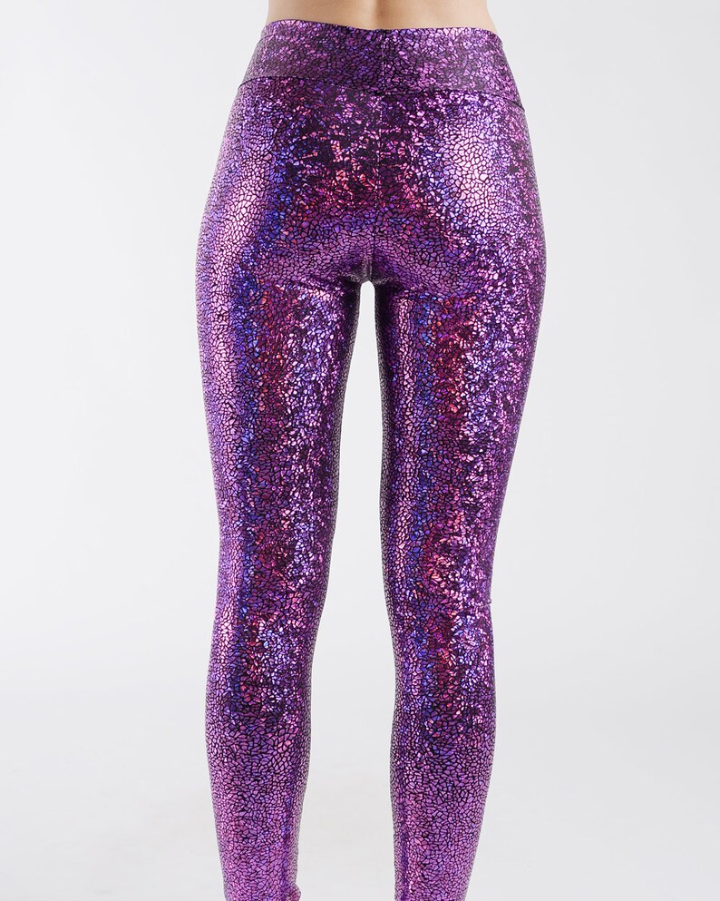 Pink Holographic Disco Mermaid High Waisted Leggings - Etsy