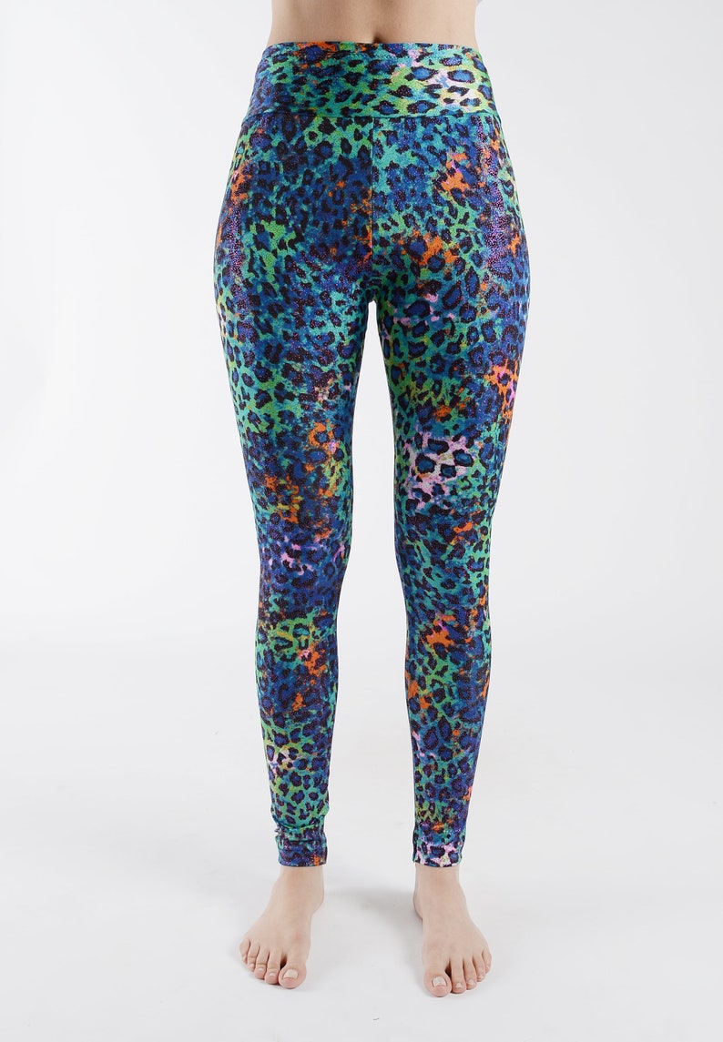 Sparkly Multi Coloured Leopard Print Leggings | Etsy