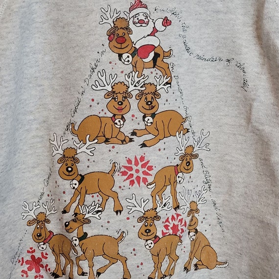Vintage Christmas Sweatshirt Santa Reindeer Hanes… - image 2