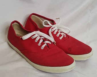 Vintage 60s 70s Converse USA Womens 8.5 Canvas Low Top Red Upper and Sole