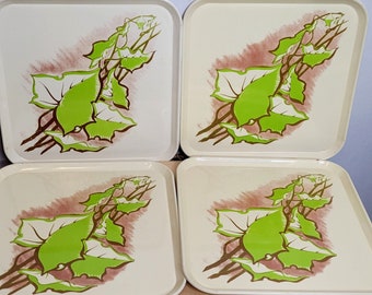 Bandejas metálicas MCM para regazo, color verde hiedra, juego cuadrado de 4