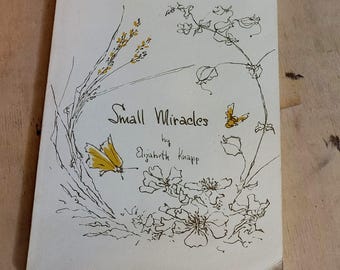 Libro de cocina de bolsillo "Pequeños Milagros", 1973. Ilustraciones dibujadas a mano. Vintage Fresno.