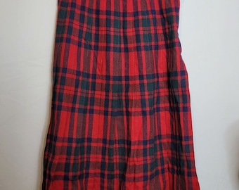 Vintage Red Wool Pleated Skirt Zip Side Size Small Has Holes