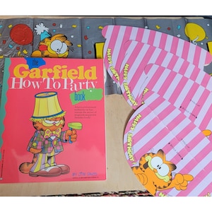 Garfield How To Party Book Paperback Jim Davis Banner Hats 1988