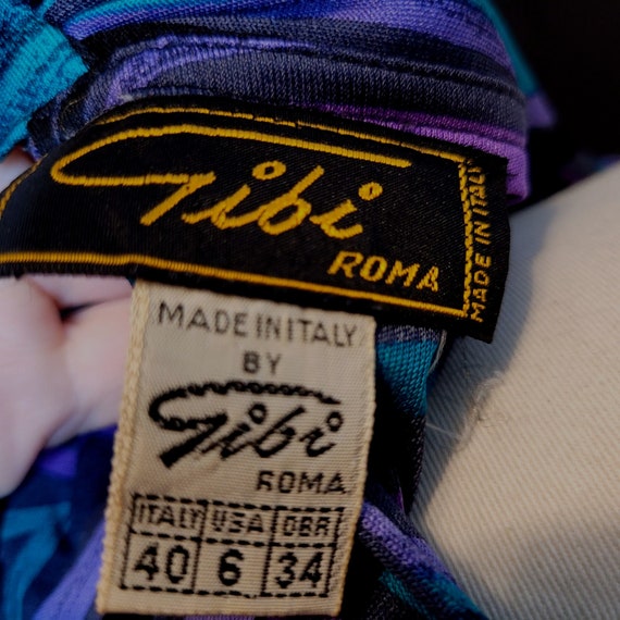 Vintage Silk Dress Gibi Roma Purple Teal Black Ab… - image 9