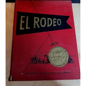 USC El Rodeo 1951 Yearbook Red Cover MCM Retro Some Edge Wear Writing