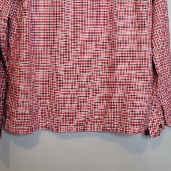 Vintage Red Plaid Button Up Shirt Blouse Acrylic … - image 10