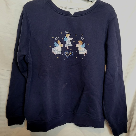 Vintage Sweatshirt Embroidered Angels Shenanigans… - image 1