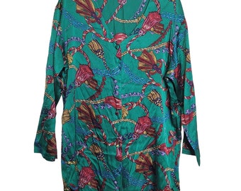 Vintage 90er Jahre Victoria's Secret Gold Label Seidenpyjama-Oberteil Gr.M L fehlender Knopf